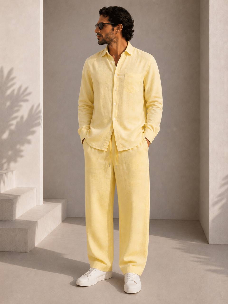 Classic Oversized Linen Set – YELLOW