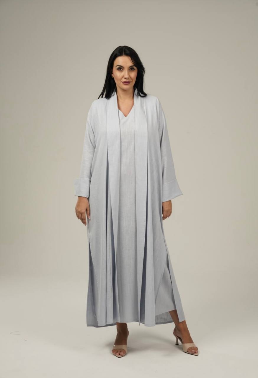 طقم عباية كتان أسود
