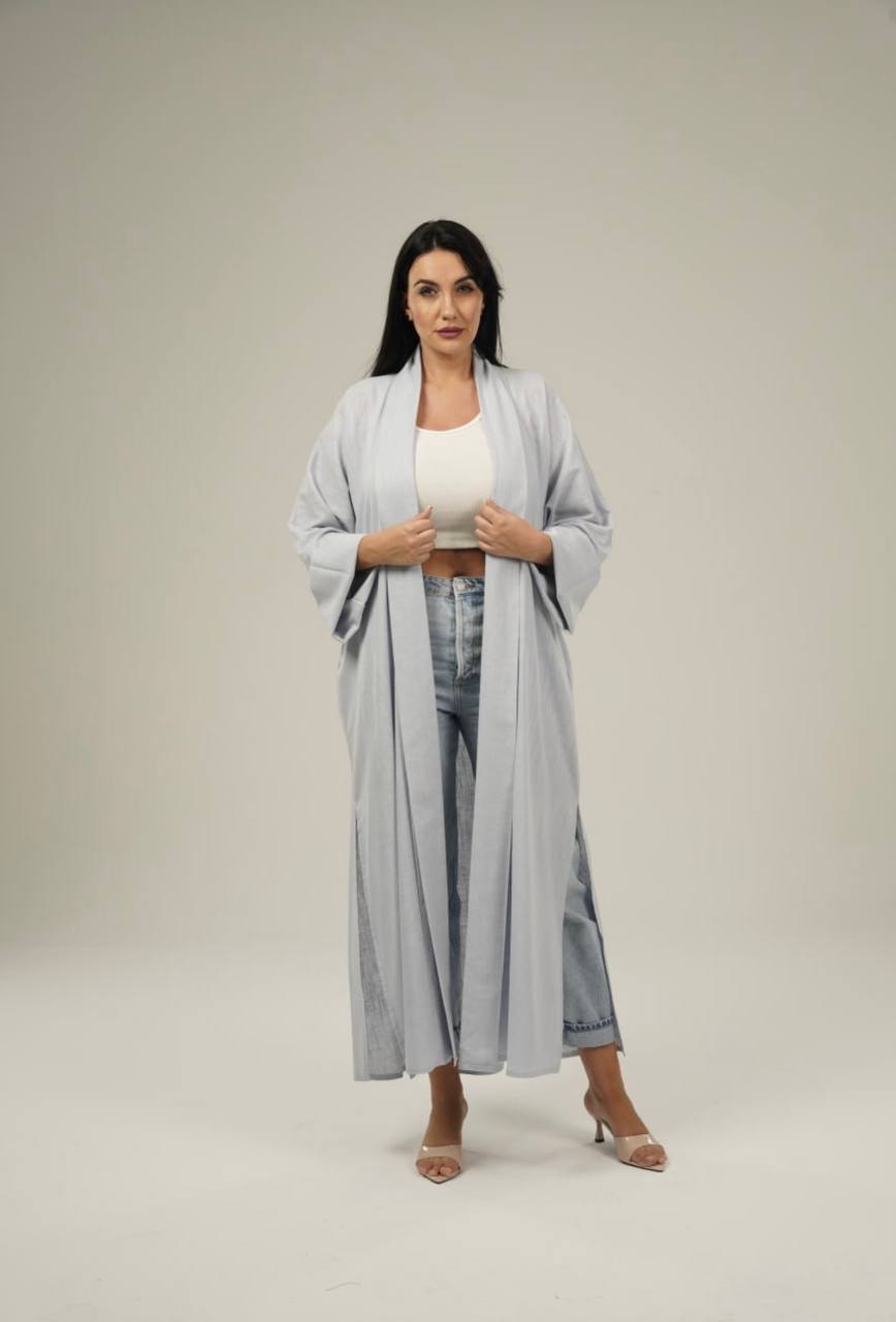 طقم عباية كتان أسود