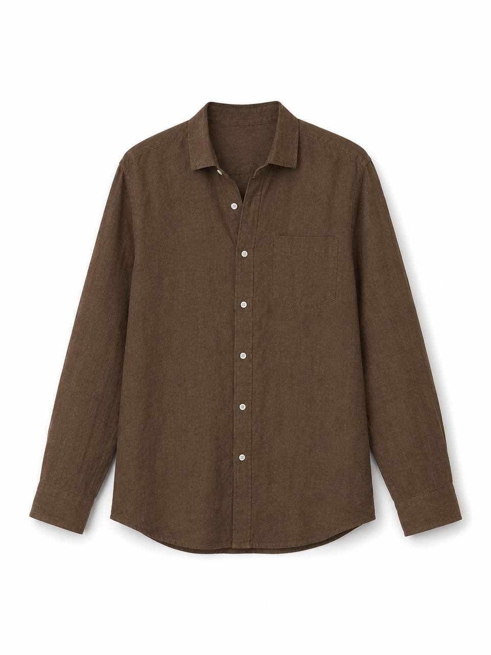 Classic Oversized Linen Shirt – Brown