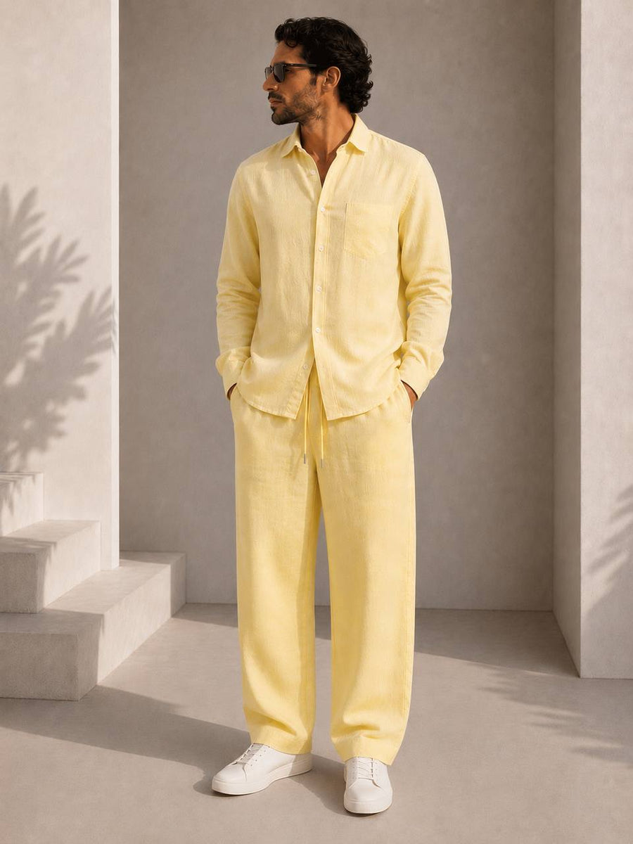 Classic Oversized Linen Set – YELLOW
