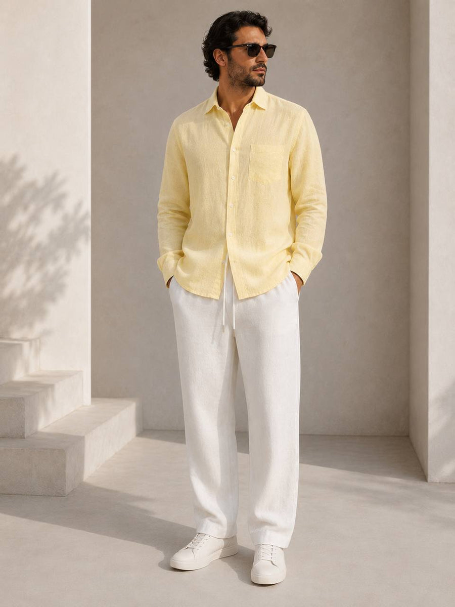 Classic Oversized Linen Shirt – YELLOW