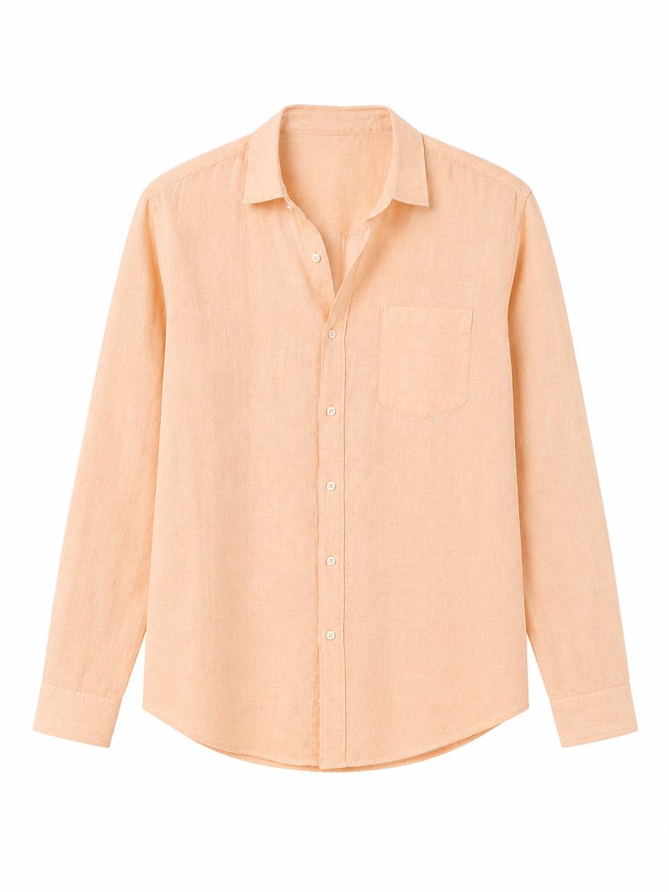 Classic Oversized Linen Shirt – Light Peach