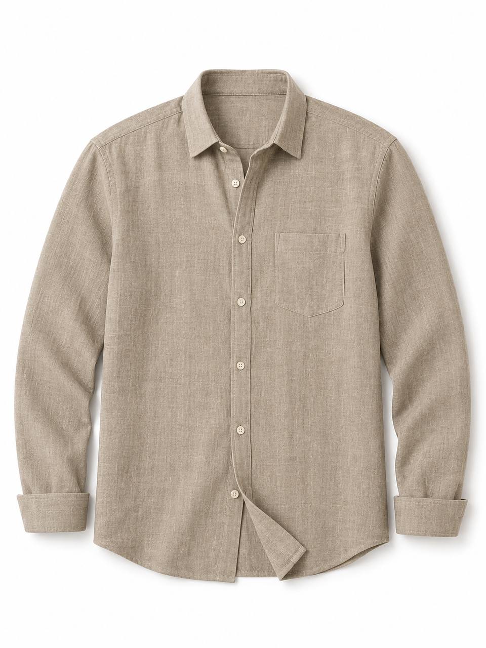 Classic Oversized Linen Set – Dark Beige